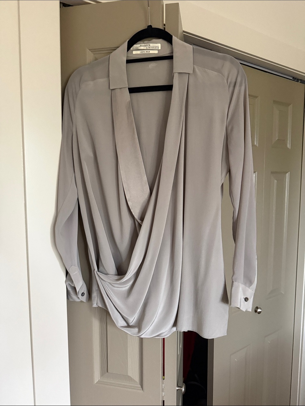 All Saints drape silk blouse